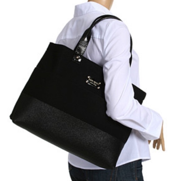 Kate Spade Frosted Felt Magazine Tote black glitter patent leather - Picture 2 of 10